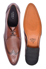 EZRO Men's Lace-Up Brown Leather Business Dress Shoes