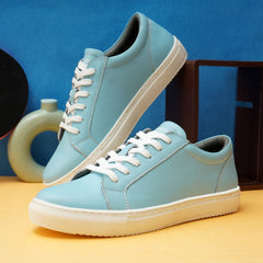 EZRO Men Sky Blue Casual Lace-Up Sneakers – Stylish Low-Top Everyday Shoes