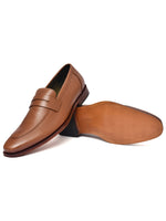 EZRO Men Premium Tan Formal Loafers | Classic Slip-On Business, Office & Wedding Dress Shoes