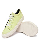 EZRO Men Lime Green Sneakers | Stylish Lace-Up Casual Shoes with Platform Sole