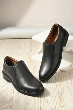 EZRO Men Classic Black Leather Slip-On Formal Shoes