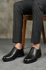 EZRO Men Classic Black Leather Slip-On Formal Shoes