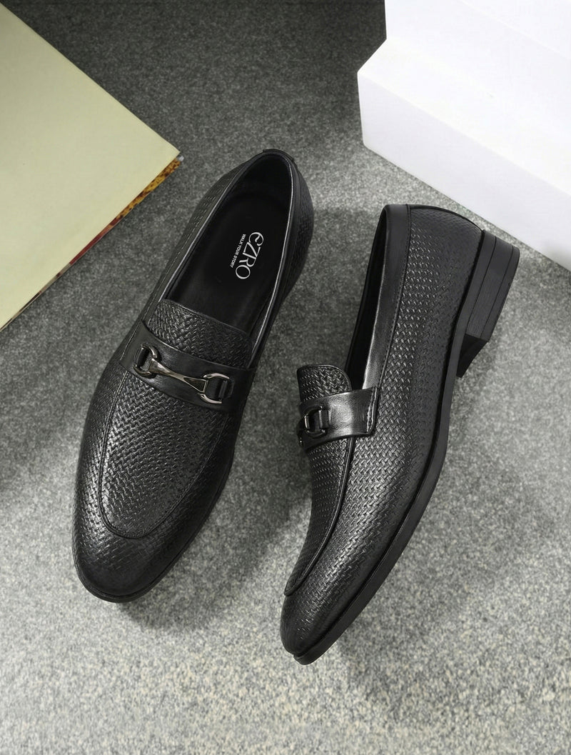 EZRO Men Black Stylish Moccasins – Comfortable & Elegant Slip-On Shoes for Casual, Office & Everyday Wear