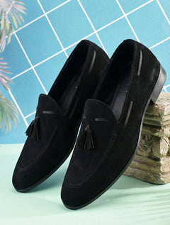 EZRO Men’s Stylish Black Loafers – Comfortable & Elegant Slip-On Shoes for Casual, Office & Everyday Wear