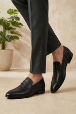 EZRO Men's Premium Black Formal Loafers | Classic Slip-On Business, Office & Wedding Dress Shoes