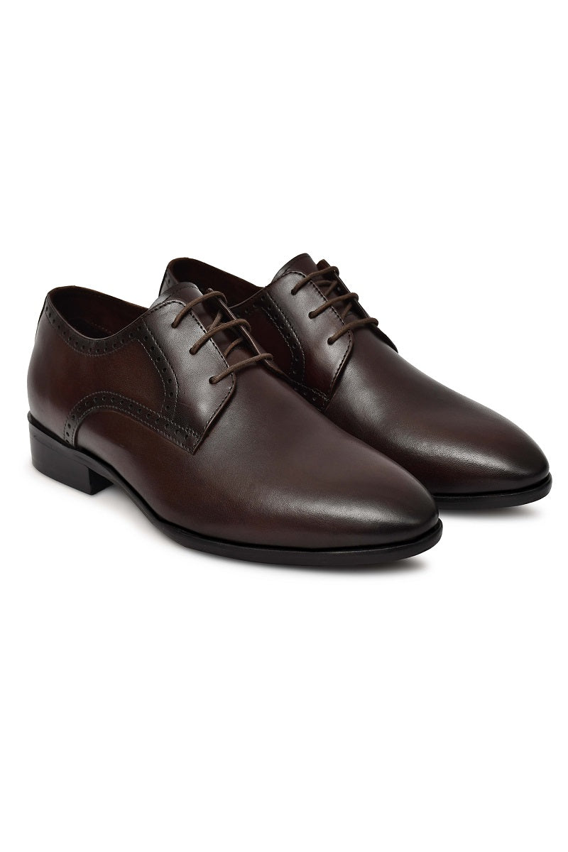 EZRO Men Classic Brown Leather Derby Dress Shoes