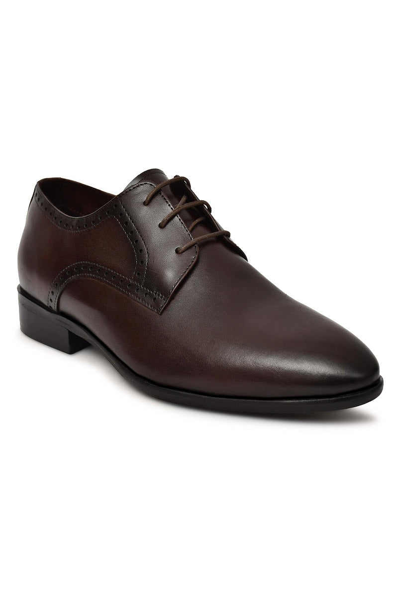 EZRO Men Classic Brown Leather Derby Dress Shoes