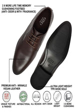 EZRO Men Classic Brown Leather Derby Dress Shoes