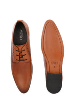 EZRO Men Classic TanLeather Derby Dress Shoes