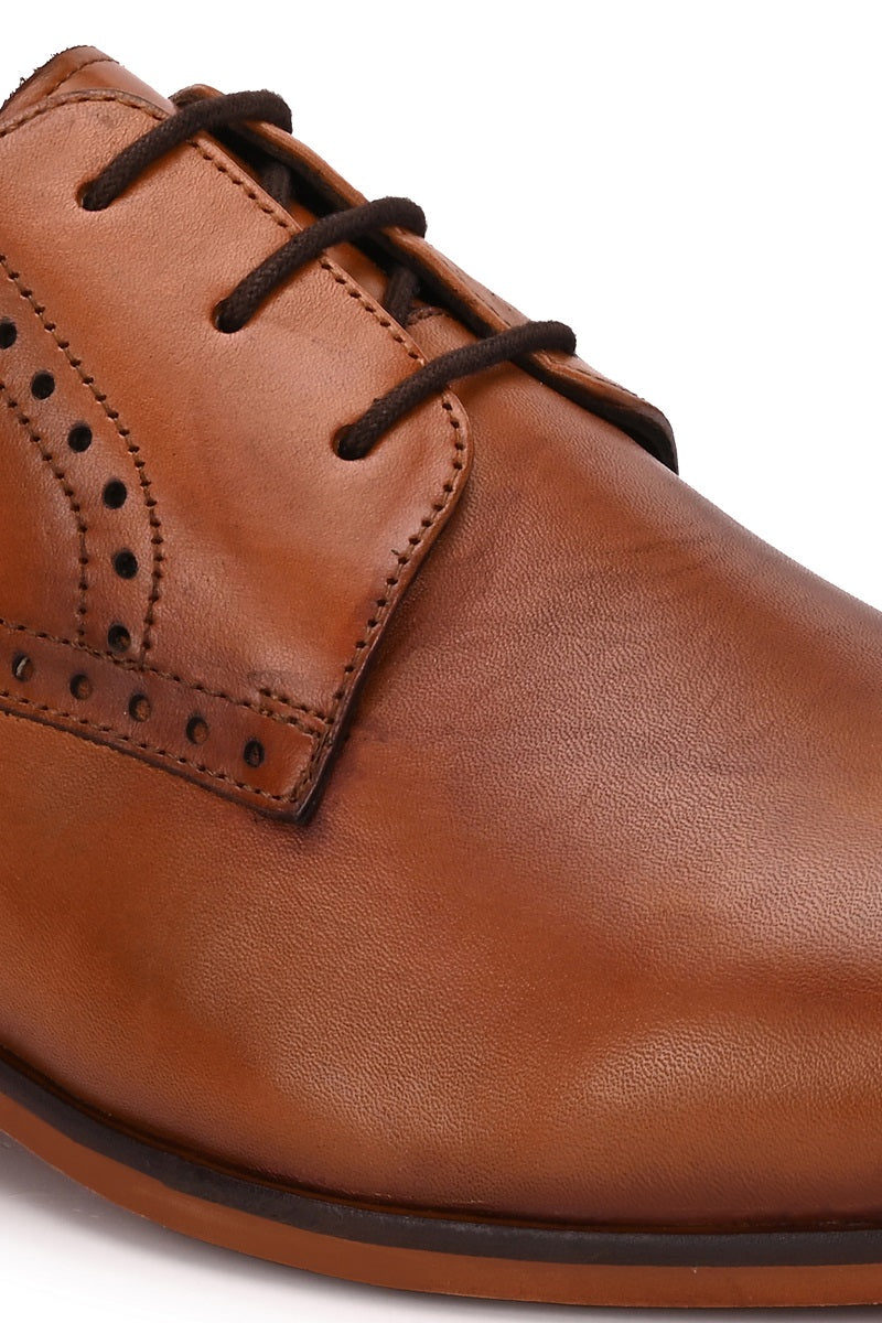 EZRO Men Classic TanLeather Derby Dress Shoes