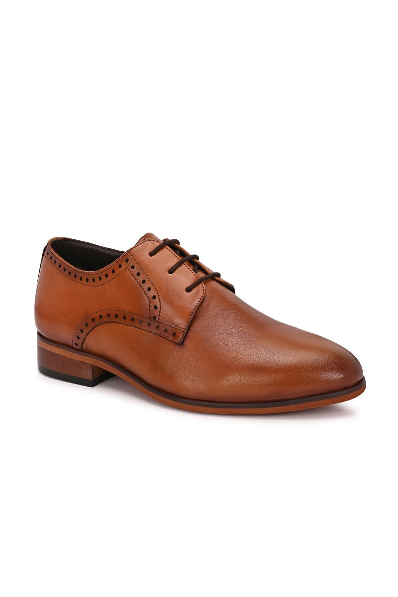 EZRO Men Classic TanLeather Derby Dress Shoes