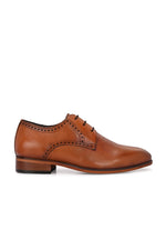 EZRO Men Classic TanLeather Derby Dress Shoes