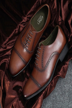 EZRO Brown Leather Oxford Shoes for Men – Classic Formal Lace-Up