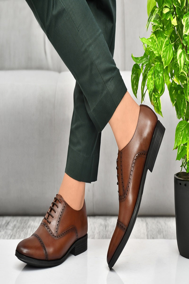 EZRO Brown Leather Oxford Shoes for Men – Classic Formal Lace-Up