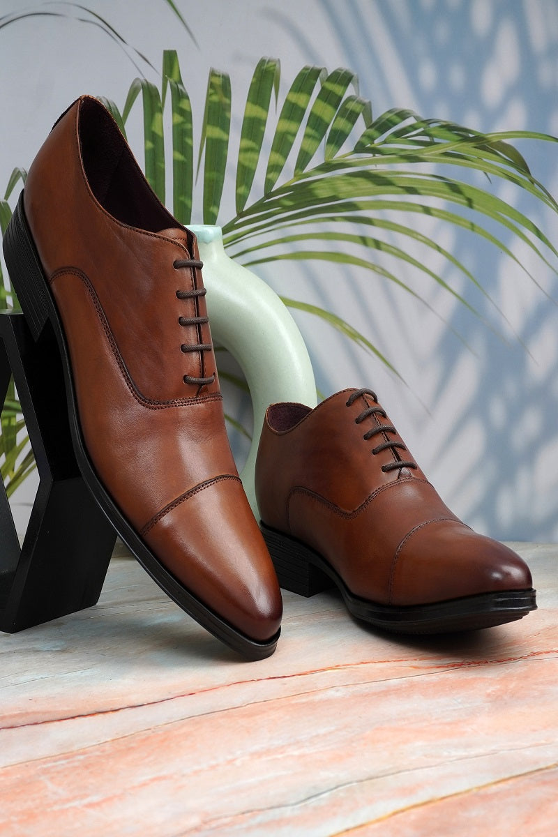 EZRO Men Premium Tan Oxford Formal Dress Shoes