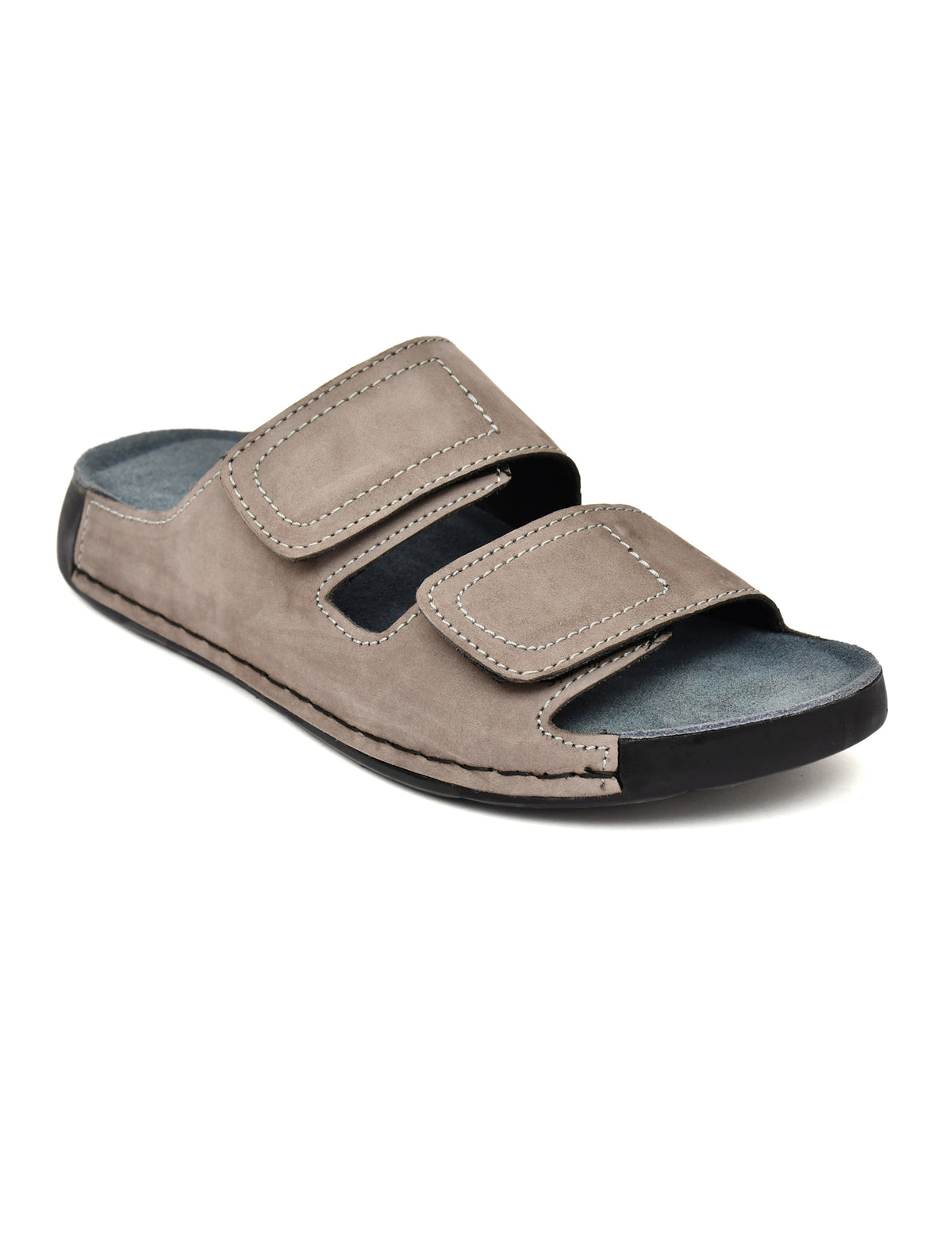 EZRO Men Grey Adjustable Comfort Slippers | Premium Dual Strap Casual Slide Slippers for Indoor & Outdoor Wear