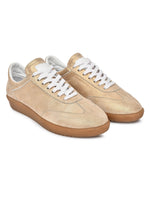 EZRO Women Golden Casual Lace-Up Sneakers – Stylish Everyday Low-Top Shoes
