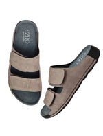 EZRO Men Grey Adjustable Comfort Slippers | Premium Dual Strap Casual Slide Slippers for Indoor & Outdoor Wear