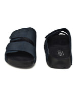 EZRO Men Navy Blue Adjustable Comfort Slippers | Premium Dual Strap Casual Slide Slippers for Indoor & Outdoor Wear