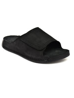 EZRO Men Black Comfort Slide Slippers | Soft Cushioned Open-Toe Slip-On Sandals for Daily Wear