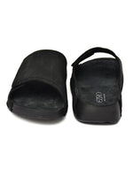 EZRO Men Black Comfort Slide Slippers | Soft Cushioned Open-Toe Slip-On Sandals for Daily Wear