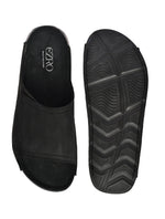 EZRO Men Black Comfort Slide Slippers | Soft Cushioned Open-Toe Slip-On Sandals for Daily Wear