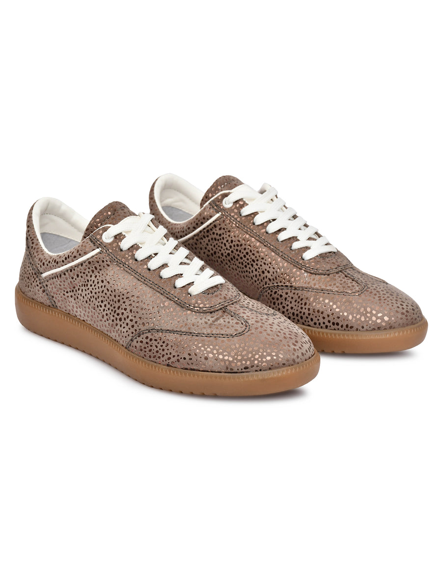 EZRO Women Copper Brown Lace-Up Sneakers