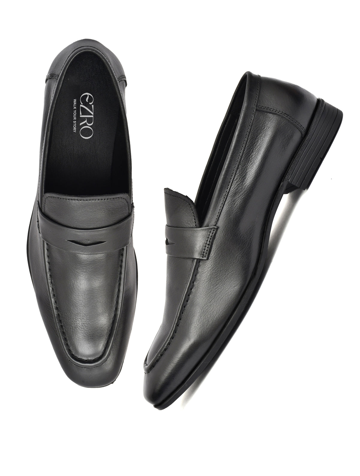 EZRO Elegant Black Loafers, Effortless Confidence Moccasins for Men