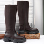 EZRO Women Knee-High Brown Long Boots – Trendy Fashion Boots with Stylish Design