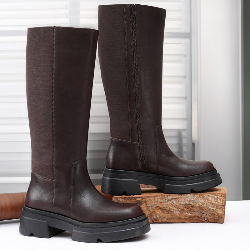 EZRO Women’s Knee-High Brown Long Boots – Trendy Fashion Boots with Stylish Design