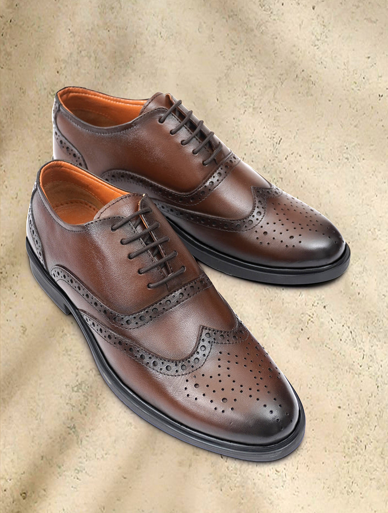 EZRO Men’s Stylish Brown Formal Shoes – Comfortable & Elegant Dress Shoes for Office, Business & Formal Wear