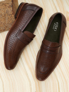 EZRO Men Brown Loafers | Premium Slip-On Casual & Formal Shoes for Everyday Comfort