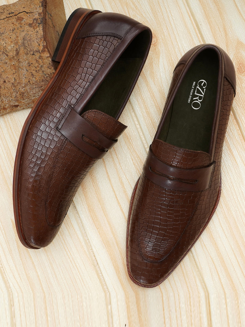 EZRO Men Brown Loafers | Premium Slip-On Casual & Formal Shoes for Everyday Comfort