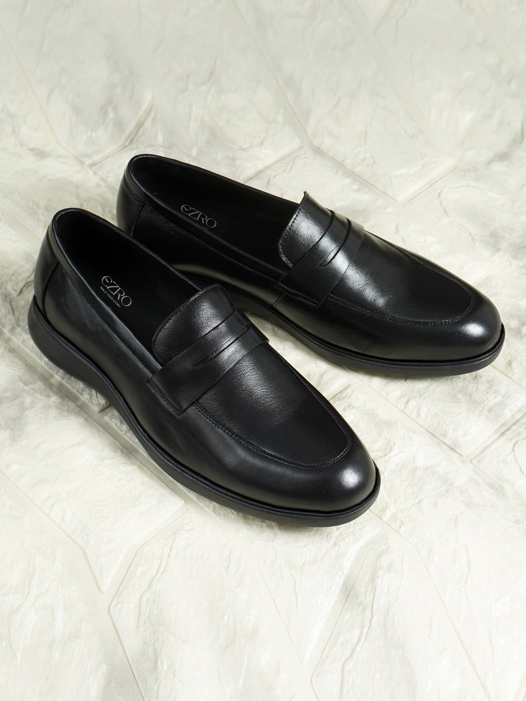 EZRO Men's Premium Black Loafers | Classic Slip-On Formal & Casual Shoes for Office and Party