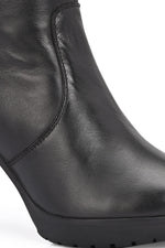 EZRO Women’s Genuine Leather Knee-High Boots with Block Heel & Buckle Detail