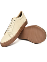 EZRO Men Casual Beige Lace-Up Sneakers – Stylish Low-Top Everyday Shoes