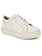 EZRO Men Casual White Lace-Up Sneakers – Stylish Low-Top Everyday Shoes