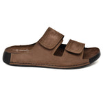 EZRO Men Brown Adjustable Comfort Slippers | Premium Dual Strap Casual Slide Slippers for Indoor & Outdoor Wear