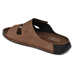 EZRO Men Brown Adjustable Comfort Slippers | Premium Dual Strap Casual Slide Slippers for Indoor & Outdoor Wear
