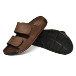 EZRO Men Brown Adjustable Comfort Slippers | Premium Dual Strap Casual Slide Slippers for Indoor & Outdoor Wear