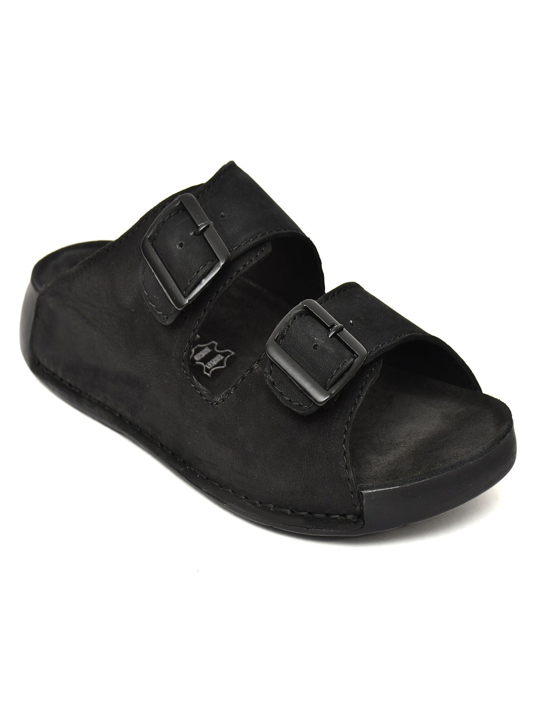 EZRO Men Black Adjustable Double Buckle Comfort Slippers | Casual Open-Toe Slip-On Sandals