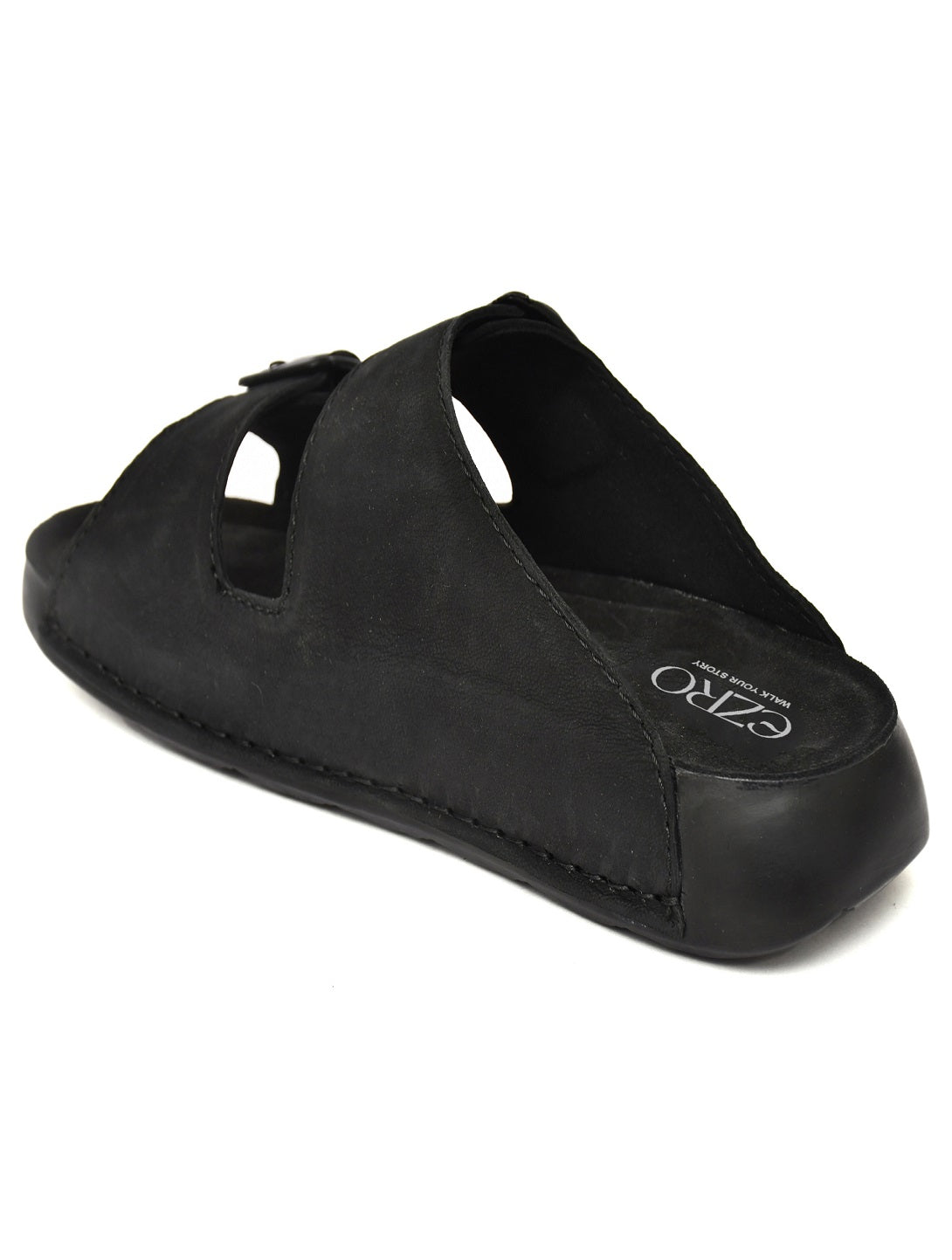 EZRO Men Black Adjustable Double Buckle Comfort Slippers | Casual Open-Toe Slip-On Sandals