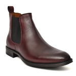 EZRO Men Wine Chelsea Boots | Premium Leather Slip-On Ankle Boots for Formal, Office & Casual Wear