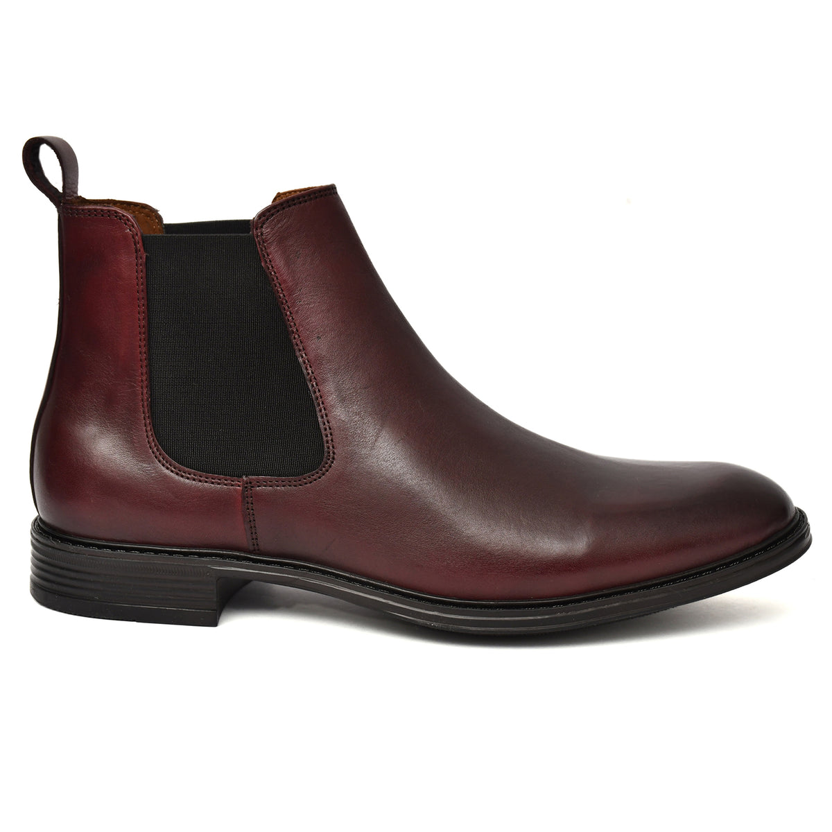 EZRO Men Wine Chelsea Boots | Premium Leather Slip-On Ankle Boots for Formal, Office & Casual Wear