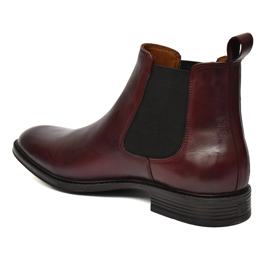 EZRO Men Wine Chelsea Boots | Premium Leather Slip-On Ankle Boots for Formal, Office & Casual Wear