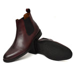 EZRO Men Wine Chelsea Boots | Premium Leather Slip-On Ankle Boots for Formal, Office & Casual Wear