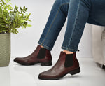 EZRO Men Wine Chelsea Boots | Premium Leather Slip-On Ankle Boots for Formal, Office & Casual Wear