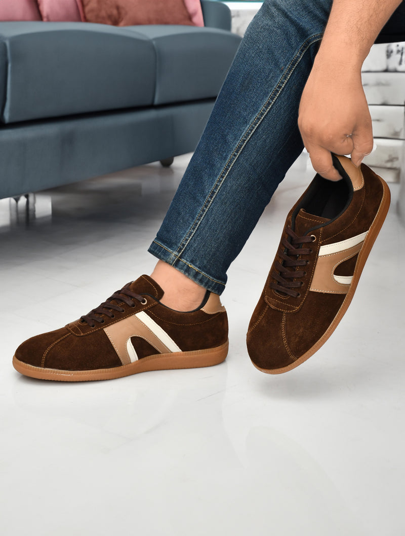 EZRO  Brown Men's Trendy Everyday Comfort Sneakers
