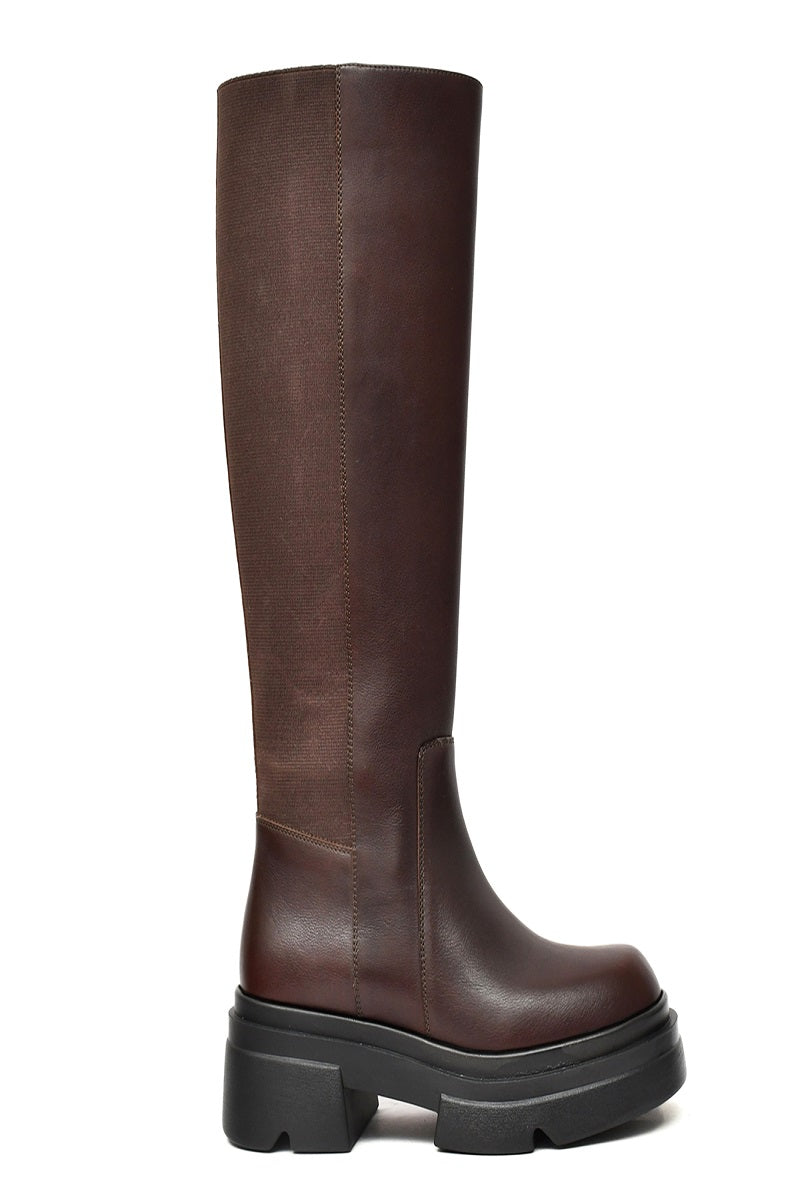 EZRO Women Knee-High Brown Long Boots – Trendy Fashion Boots with Stylish Design