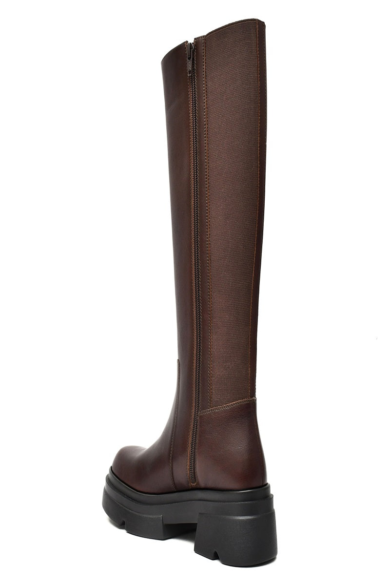 EZRO Women Knee-High Brown Long Boots – Trendy Fashion Boots with Stylish Design